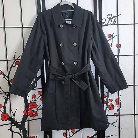 J.Crew Cotton Trench Coat Black Size 22 - Picture 7 of 12